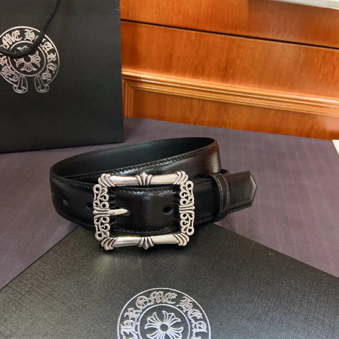 𝐂𝐡𝐫𝐨𝐦𝐞𝐇𝐞𝐚𝐫𝐭𝐬 Crow Heart Japanese pin buckle belt [fixed style], brass silver-plated hardware and imported wax leather belt, very cool. Width 3.0cmp520